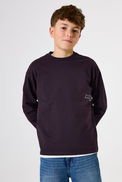 GARCIA Jongens Print T-shirt Paars Lange mouw