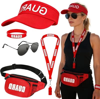 Carnaval Kostuum voor Redders, 5-delig Zwemmer Outfit met Hoed, Tas, Fluit, Zonnebril en Armband