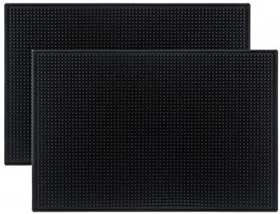 QTTVBTNA - 2 Stuks Antislip Onderzetters - Afdruipmat - Siliconen Droogmat voor Glas & Servies - Beschermt Tafelblad tegen Vocht en Krasjes - Vaatwasbestendig & Geurvrij - Keukenaccessoires - 45x30 cm - Zwart