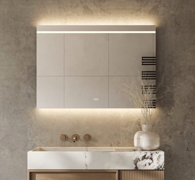 Badkamerspiegel met directe en indirecte verlichting, verwarming, touch sensor en kleurenwissel 100×70 cm