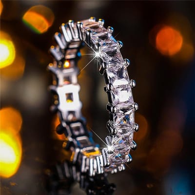 Bague de luxe pour femme en pierre de zircon blanc, carrée, couleur vintage, alliance de mariage, bijoux de mariée pour femmes 9 gray