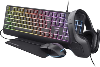 Trust GXT 792 Quadrox 4-in-1 Gaming Bundel - Gaming Keyboard - Muis - Headset - Muismat - Qwerty