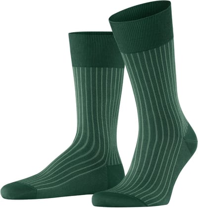 FALKE Oxford Stripe gedessineerd katoen sokken heren groen - maat 39-40