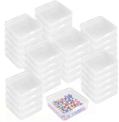 Dailygoods- Opbergdozen 35 Stuks - Kleine Opbergdozen met Deksel - Transparante Kunststof - Mini-Opbergcontainers - Compact en Lichtgewicht - 7 x 7 x 1,7 cm