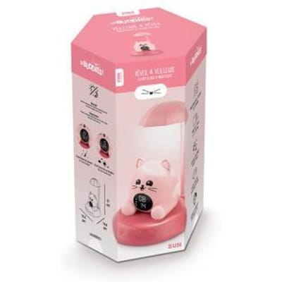 HiBuddies Nachtlamp & Wekker Met Geluidseffecten Voor Kinderen - Sun de Kat - Slaaptrainer