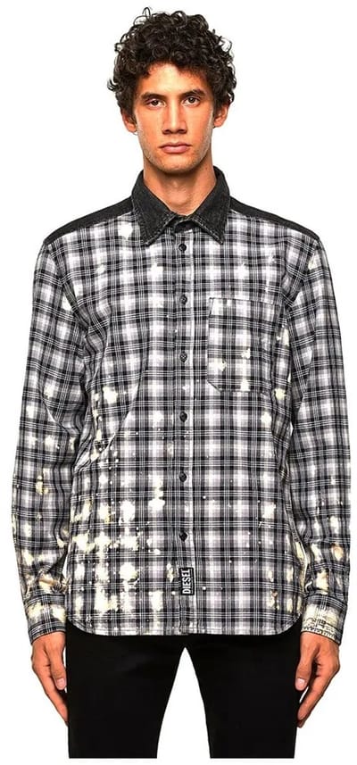 Diesel Moon Check Overhemd Met Lange Mouwen Grijs 2XL Man