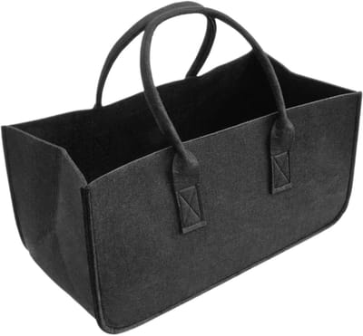 Houttas - Boodschappenmand Tijdschriftenhouder - Open Haard Opslag - Robuuste Constructie - 45 x 27 x 26 cm - Zwart