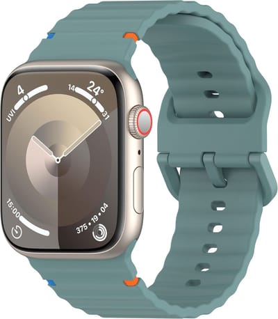 By Qubix - Geschikt voor Apple Watch bandje - Geschikt voor Apple watch bandje - Wave sportband - Dennegroen - Geschikt voor Apple Watch 38mm / 40mm / 41mm / 42mm - siliconen sport bandje - smartwatchbandje