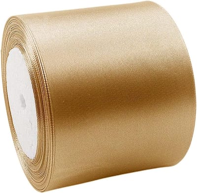Champagne Gouden Satijnen Lint 75mm - 22 Meter Versieringen, Cadeaulint, Bruiloft en Feestdecoratie