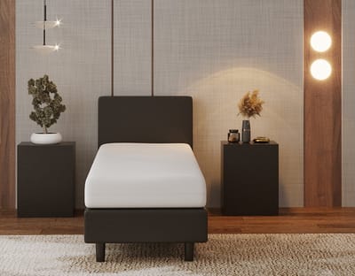 Nessa® - 70x190 Boxspring Bjorn - Zwart PU Skin Leder - Inclusief 20cm dik HR45 Koudschuim Comfort matras