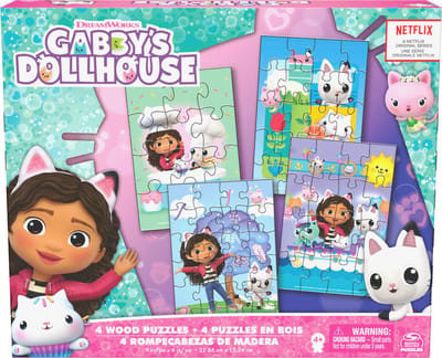 Gabby's Poppenhuis - 4-pack: Houten Puzzel - 1x12 stukjes - 1x16 stukjes - 1x20 stukjes - 1x24 stukje
