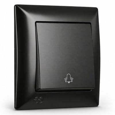 Inbouwknop Belsymbool - Drukknop Schakelaar - Deur Intercom - All-in-one Systeem - 82 mm - Zwart