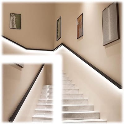Trapleuning met LED - Verlichte Leuning Wandgreep - Veilige Trap Verlichting - Geïntegreerde Lichaamssensoren - 90 cm - Zwart