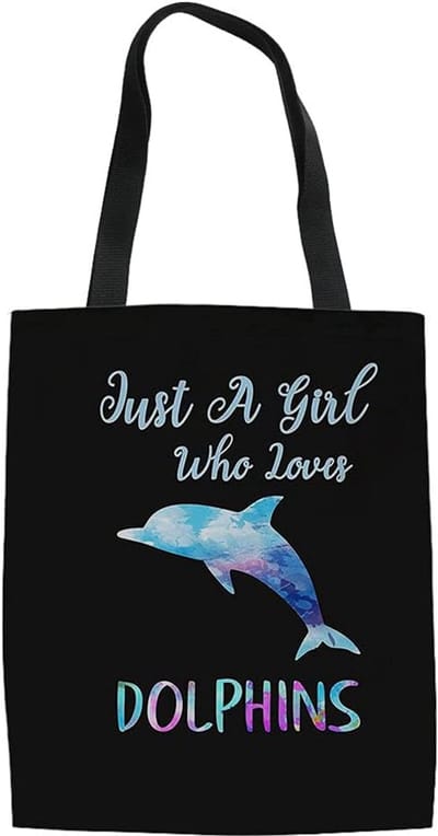 Canvas Tas - Draagtas Strandtas - Dagelijks Gebruik - Met Binnenvak - 34x42 cm - Dolfijn Print
