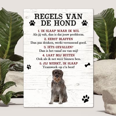 Spreuken - Riesenschnauzer - Regels Van De Hond - Spreuken Bordjes - Spreukenbord - Tekstborden - Cadeau - Hondenras