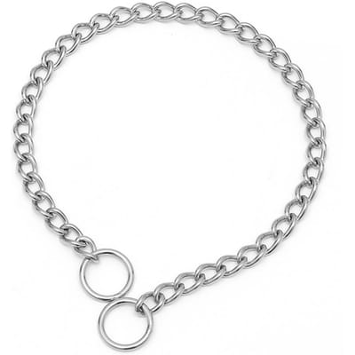 Hondenchoker van roestvrij staal Dubbele ringketting voor huisdieruitlaten en training(2.5mm*50cm) white