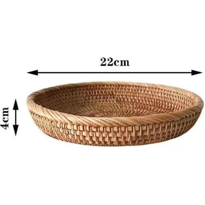 Panier à fruits en rotin véritable fait à la main, panier à pain, plateau de rangement de collations et d'articles divers, plateau à fruits