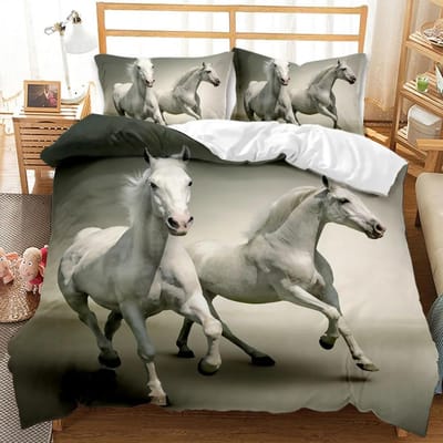 Paard Dekbedovertrek Set Een Groep Bruine Paarden Rennen Beddengoed Set 3D Dier Wild Paard Queen King Size Polyester Dekbedovertrek 70x133cm 2pcs