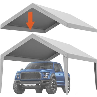 Vervangend Dakzeil voor Carport 12 x 20 ft, Zware Waterdichte en UV-Beschermde Tarp voor Garage Top Tent Shelter, Eenvoudige Installatie met Bal
