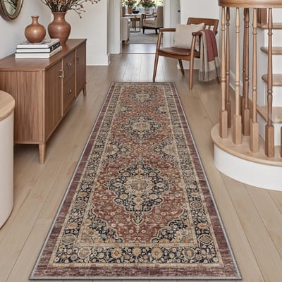 Lange Vintage Vloerloper 60 x 150 cm, Antislip en Wasbaar, Absorberende Bloemen Vloerbedekking voor Hal, Keuken en Ingang