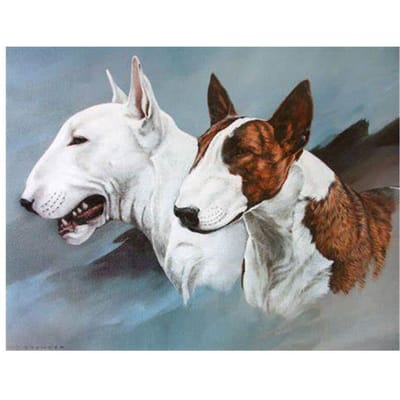 Bull Terrier Diamond Painting Volledige Boor Ronde Diamant Borduurwerk Dieren Hond Schattige Huisdieren Diamant 20X30CM gray