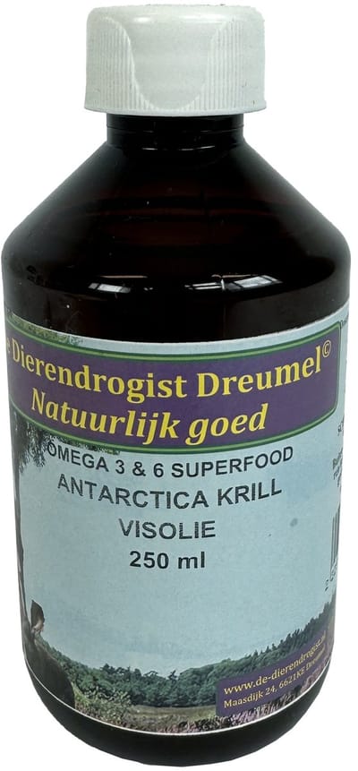 Dierendrogist Krill Olie 250ml - Omega 3 6 Vetzuren - Voedingssupplement Honden Katten