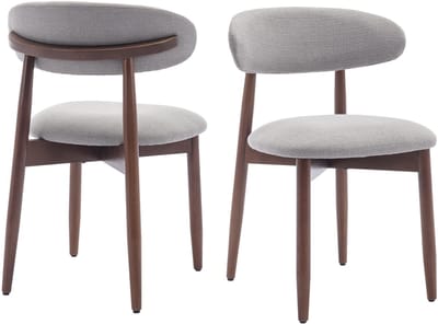COLAMY Houten eetkamerstoelen - set van 2 - Moderne met stof beklede keukenstoelen - Boerderij eetkamerstoel- lichtgrijs