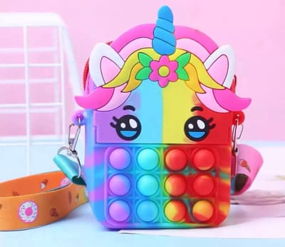 Akyol - Pop it tasje - Pop it tas - Fidget unicorn schoudertas - pop it unicorn tasje - schoudertasje pop it - Rainbow unicorn pop it bag - Kerst cadeau tas - Fidget popit unicorn tas - Sling tasje - Unicorn sling tasje