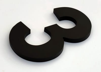 Promessa-Design - Huisnummer 3 Zwart Mat Acrylaat Groot - Hoogte 15 cm - Dikte 10 mm - onderhoudsvrij - Type Acrylaat/15/MatZwart/Arial.