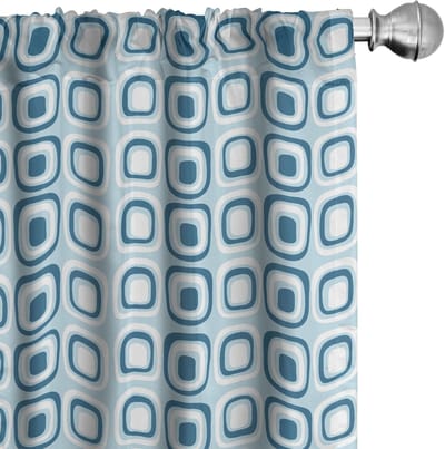 ABAKUHAUS Voorhangen – Geometrisch Blauw/Wit – 2-delig 75x175 cm