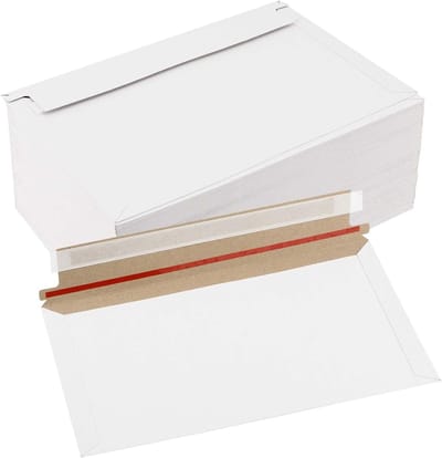 100 Stuks A5 C5 Kartonnen Enveloppen Wit, 250x160mm Stevige Verzendenveloppen met Plakstrip voor Post en Verzending