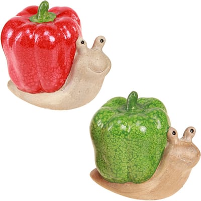 Decoratieve slakken keramiek peper rood groen H10cm 2 st, 2 Stück