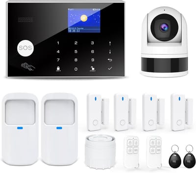 Alarminstallatie Huis - Beveiligingssysteem Woning - Veiligheid Vergroten - Wifi + GSM Connectiviteit - 13 Delig Systeem - Zwart
