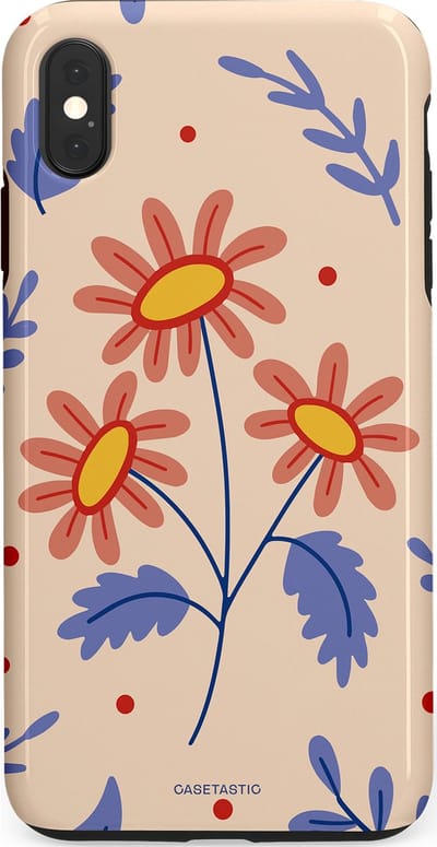 Casetastic hoesje geschikt voor Apple iPhone XS Max - Dubbellaagse bescherming - Perzikbloem trio - Fashion Case - Lavendel Perzik Zand