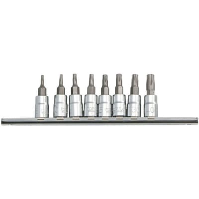 TORX dopsleutelset TOPTUL 1/4 inch 8 Stuk T8, T10, T15, T20, T25, T27, T30, T40