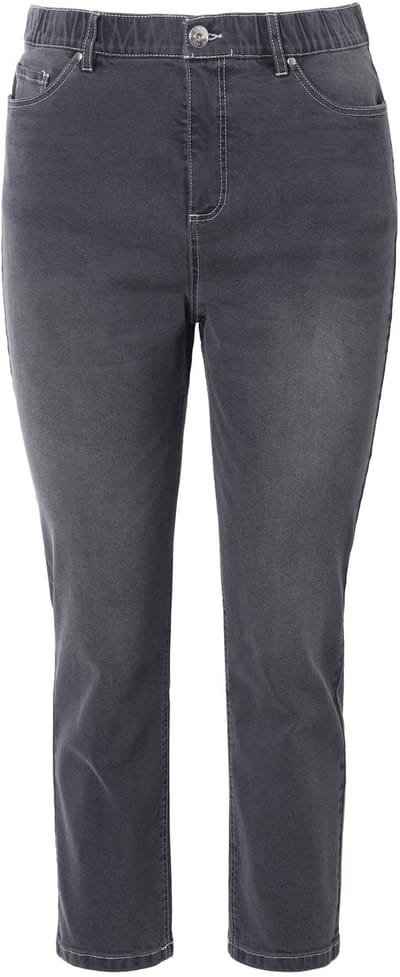Studio Untold - Dames - Mom jeans wide straight legs witte naden 5-pocket - Donkergrijs denim - Maat 42