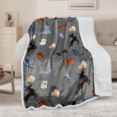 Warm Grijs Fleece Plaid voor Bank en Bed Dubbelzijdig Zacht Sherpa 150x130cm
