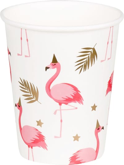 Boland - Set 10 papieren bekertjes Flamingo - Flamingo - Zomer - Verjaardag - Kinderfeestje - Tuinfeest - BBQ