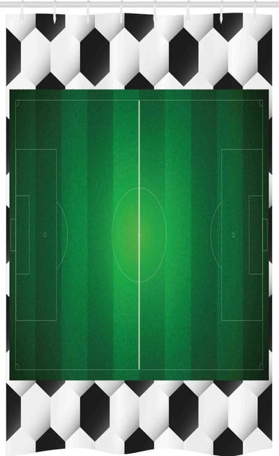 ABAKUHAUS Voetbalveld douchegordijn – 120x180 cm – polyester, waterafstotend, inclusief 12 haken