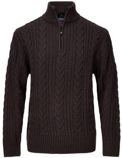 Nordberg Kol Sweater Half Zip - Heren - Brown - Maat M