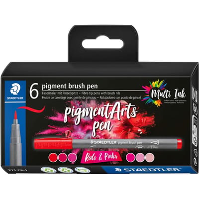 STAEDTLER - Artist Series - pigment brush pen set 6 kleuren reds & pinks