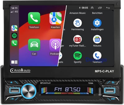 1Din Autoradio met Apple Carplay | Android Auto
