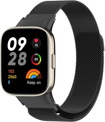 By Qubix - Milanese bandje - Zwart - Geschikt voor Xiaomi Redmi Watch 3