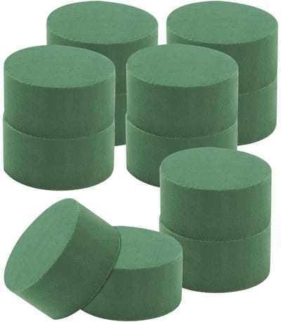 Dailygoods- Bloemsteekschuim 12 stuks - Cilinder 8 cm - Steekspons Groen - Waterretentie - Stabiliteit - Voor Bloemstukken