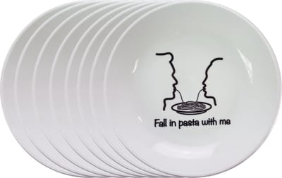 Haute Cuisine Pastabord - Ø 21 x H4,5 cm - Set-8 - Fall in pasta with me - Keramiek