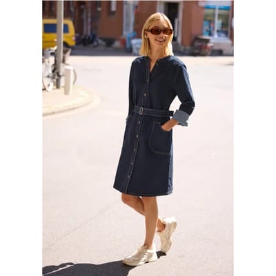 Denim jurk met V-hals