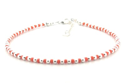 Meisjes - Enkelbandjes - zilver 925 - oranje - wk 2026 - 2.5mm
