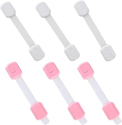 Veiligheidskastsloten - Kindersloten Lades - Kinderen Beveiligen - Geen Gereedschap Nodig - Verstelbaar 11-20cm - Wit/Roze