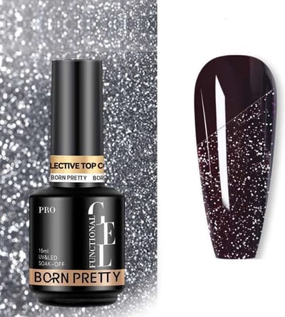 Born Pretty - Topcoat glitter - 15 ml - Top coat - Top coat gellak - Topcoat gellak uv - Top coat glitter - Topcoat glitter uv - Top coat no wipe - Topcoat no wipe