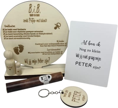 Geschenkbox Wil jij mijn PETER zijn? | zwart | sigaar | sleutelhanger | peter vragen | meter worden | peetoom vragen | peetoom worden | cadeau | doosje met een vraag
